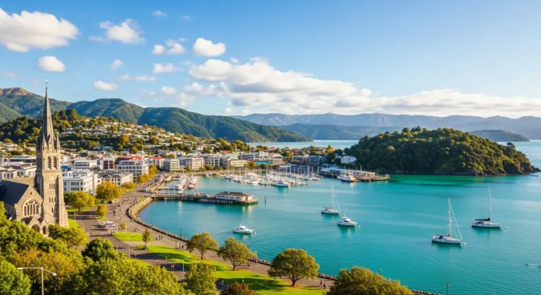 Baia di Nelson, in Nuova Zelanda, con barche a vela