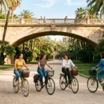 valencia con gli amici in bici nel turia